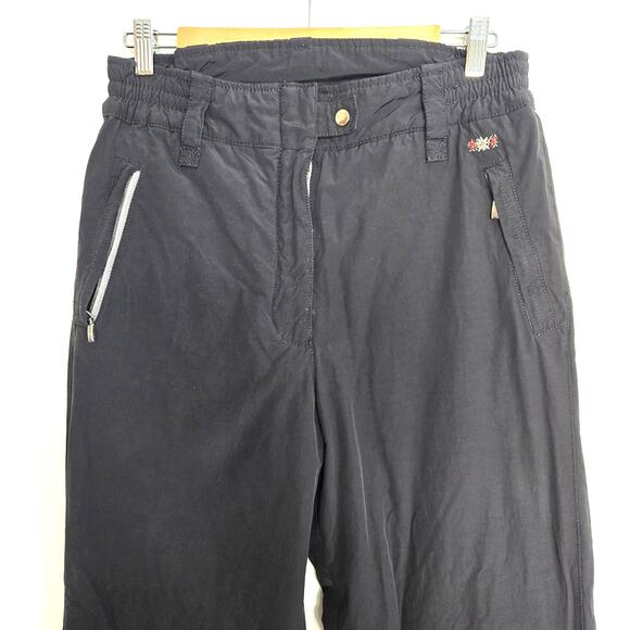 Womens Postcard Black Floral Embroidered Logo Snow Ski Pants US Size 10 - Picture 7 of 12